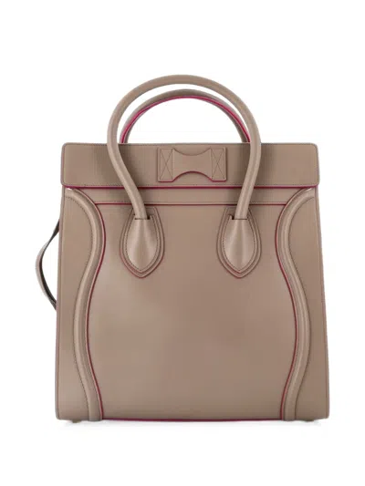 Pre-owned Celine Luggage Bag Smooth Leather Mini Tote Bag In Neutrals