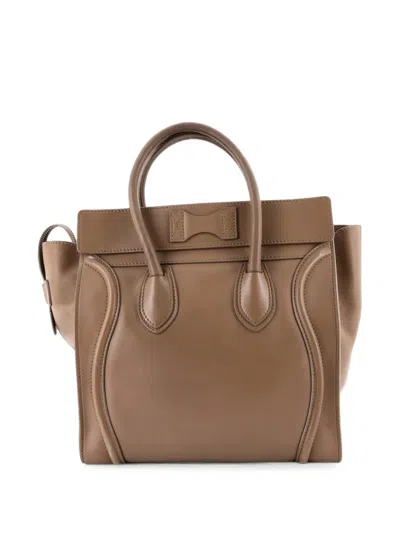 Pre-owned Celine Luggage Bag Smooth Leather Mini Tote Bag In Neutrals