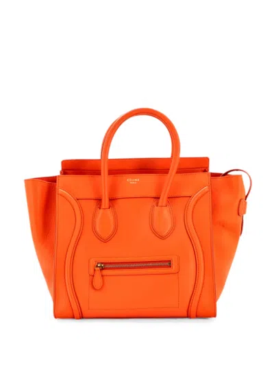 Pre-owned Celine Luggage Bag Smooth Leather Mini Tote Bag In Orange