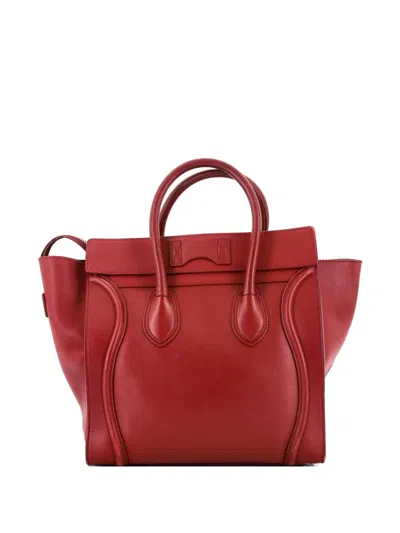 Pre-owned Celine Luggage Bag Smooth Leather Mini Tote Bag In Red