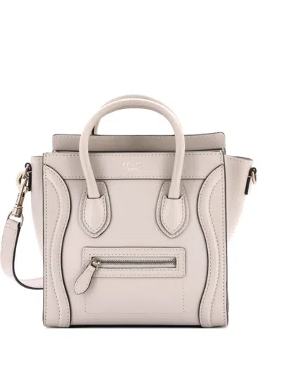 Pre-owned Celine Luggage Bag Smooth Leather Nano Crossbody Bag In Gray