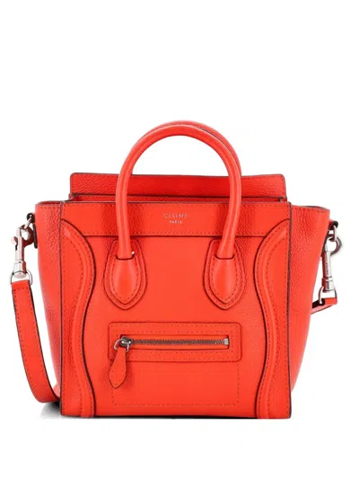 Pre-owned Celine Luggage Bag Smooth Leather Nano Crossbody Bag In Red
