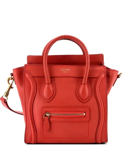 Pre-owned Celine Luggage Bag Smooth Leather Nano Crossbody Bag In Red
