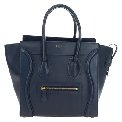 Pre-owned Celine Luggage Bag Smooth Leather Navy Leather Tote Bag Bag () In Blue