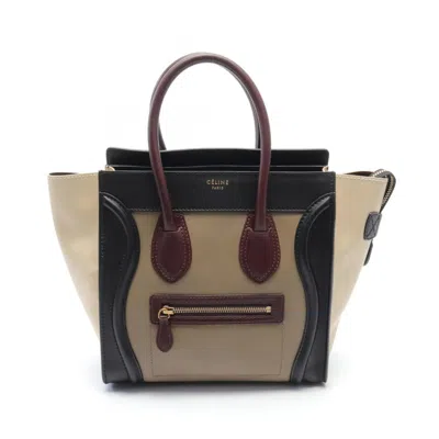 Pre-owned Celine Luggage Beige Black Multi-color Leather Tote Bag () In Beige, Black, Multi-color