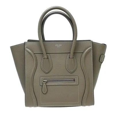 Pre-owned Celine Luggage Grainy Leather Gray Leather Tote Bag Bag ()