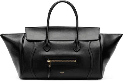 Celine Luggage In Supple Shiny Lambskin In Black
