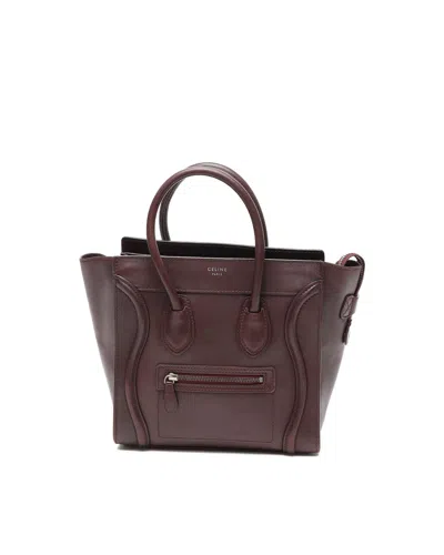 Celine Céline Luggage Micro Bag In Burgundy
