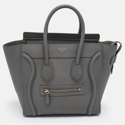 Pre-owned Celine Luggage Micro Grey Leather Tote