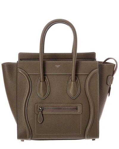Celine Luggage Micro Leather Tote In Brown