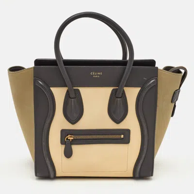 Pre-owned Celine Luggage Micro Multicolor Leather And Nubuck Leather Tote