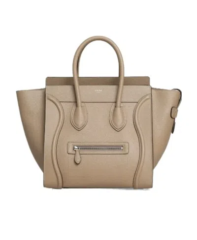 Celine Luggage Mini Cow Leather Handbag In Nude