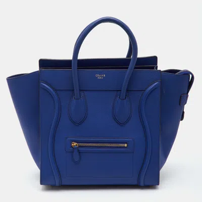 Pre-owned Celine Luggage Mini Navy Blue Leather Tote