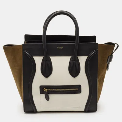 Pre-owned Celine Luggage Mini Tricolor Leather And Suede Tote In Multi