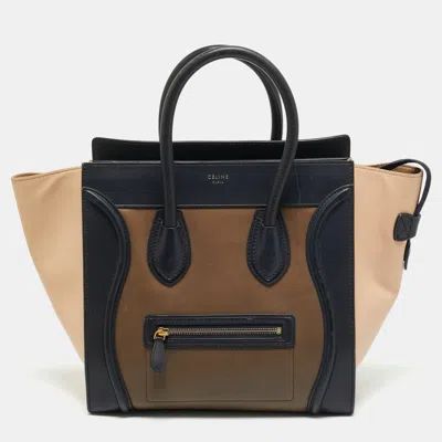 Pre-owned Celine Luggage Mini Tricolor Leather Tote In Multi