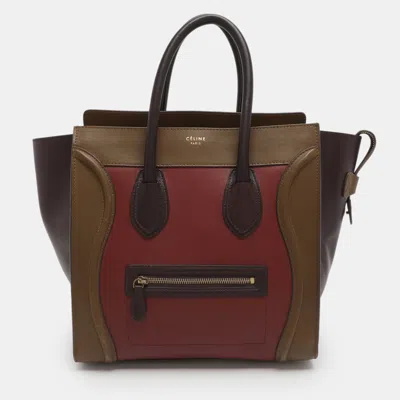 Pre-owned Celine Luggage Mini Tricolor Leather Tote In Multi