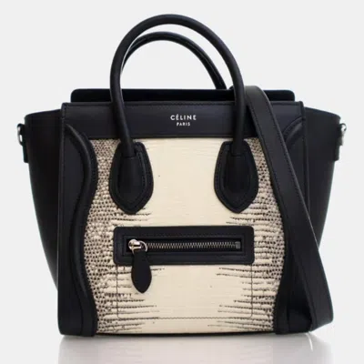 Pre-owned Celine Luggage Nano Black Lizard Leather Top Handle Tote Bag