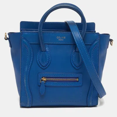 Pre-owned Celine Luggage Nano Blue Leather Tote