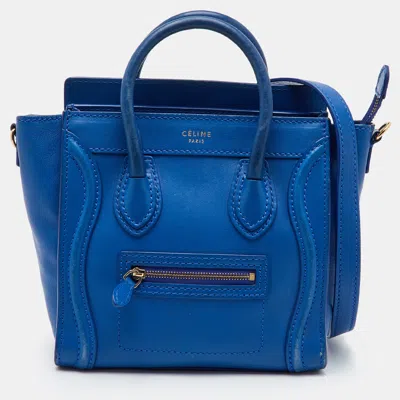 Pre-owned Celine Luggage Nano Blue Leather Tote