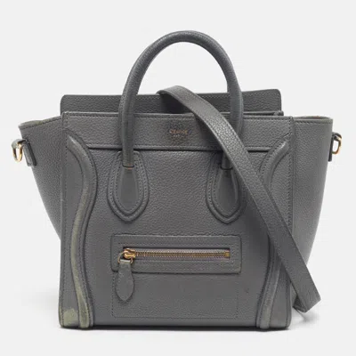 Pre-owned Celine Luggage Nano Grey Leather Tote In Gray