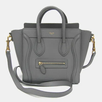 Pre-owned Celine Luggage Nano Leather Handbag Gray