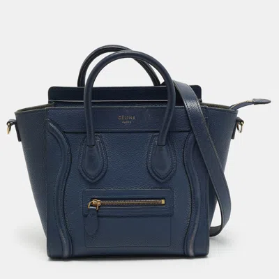 Pre-owned Celine Luggage Nano Navy Blue Leather Tote