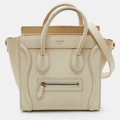Pre-owned Celine Luggage Nano Off White Leather Tote