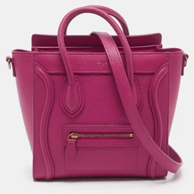 Pre-owned Celine Luggage Nano Pink Leather Tote