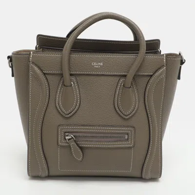 Pre-owned Celine Luggage Nano Taupe Leather Tote In Gray