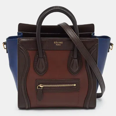 Pre-owned Celine Luggage Nano Tricolor Leather Tote In Multi