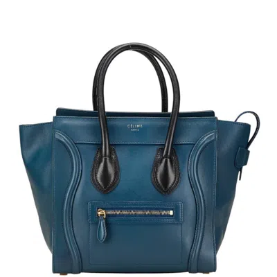 Pre-owned Celine Luggage Navy Black Leather Handbag Tote Bag ()