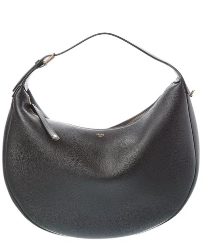 Celine Lulu Large Leather Hobo Bag In Black