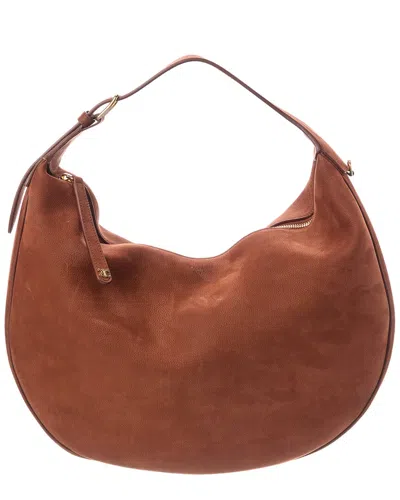 Celine Lulu Large Suede Hobo Bag In Brown