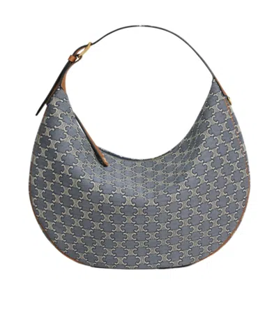 Celine Lulu Large Triomphe Jacquard Tote Bag In Gray