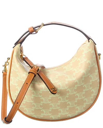 Celine Lulu Teen Canvas & Leather Hobo Bag In Brown