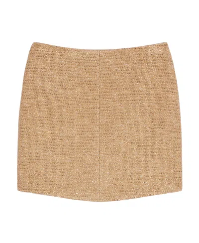 Celine Lurex Nart Fabric Mini Half Skirt In Nude