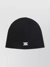 Celine Triomphe Logo-embroidered Wool Beanie In Black