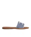 CELINE CELINE LYMPIA MULE IN STRIPED TEXTILE WITH TRIOMPHE