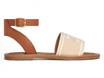 Pre-owned Celine Lympia Sandal (women's) Sneakers In Beige/tan