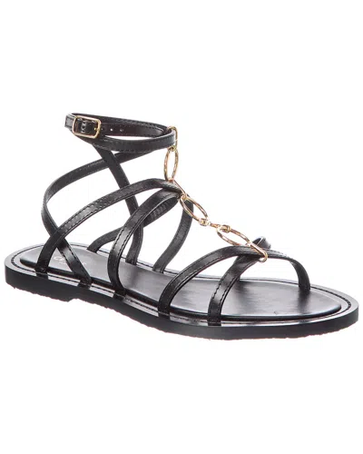 Celine Lympia Strappy Jewel Leather Sandal In Black