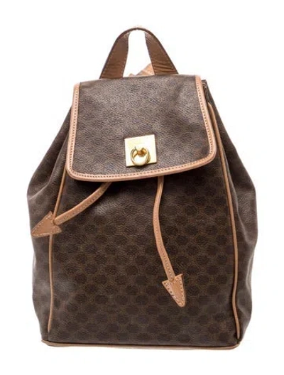 Pre-owned Celine Macadam Backpack Vintage In Brown