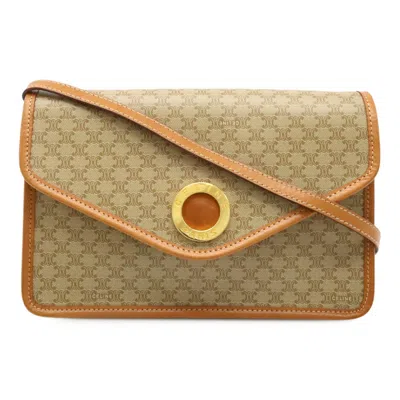 Pre-owned Celine Macadam Beige Black Light Brown Pvc Clutch Bag Shoulder Bag ()