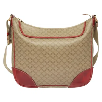 Pre-owned Celine Céline Macadam Beige, Brown Canvas, Leather Shoulder Bag ()