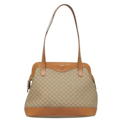 Pre-owned Celine Céline Macadam Beige, Brown Canvas, Leather Shoulder Bag () In Multi