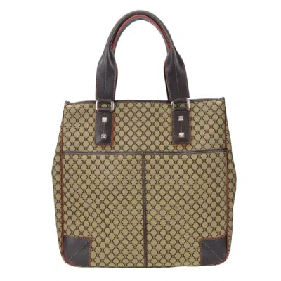 Pre-owned Celine Macadam Beige Brown Canvas Leather Tote Bag ()