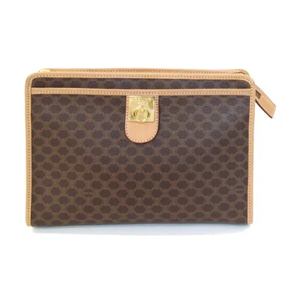 Pre-owned Celine Macadam Beige Brown Pvc Clutch Bag Pouch ()