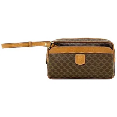 Pre-owned Celine Macadam Beige Brown Pvc Clutch Bag () In Beige, Brown