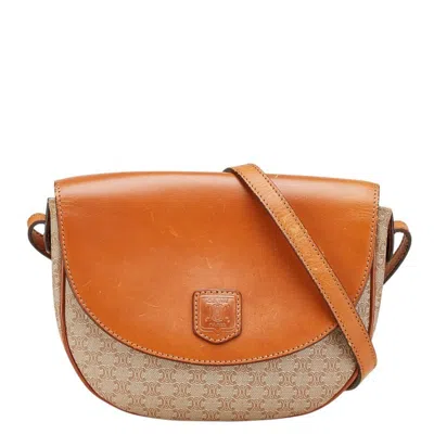Pre-owned Celine Macadam Beige Brown Pvc Leather Shoulder Bag ()