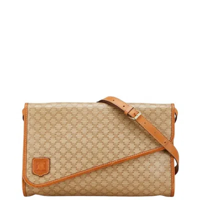 Pre-owned Celine Macadam Beige Brown Pvc Leather Shoulder Bag ()