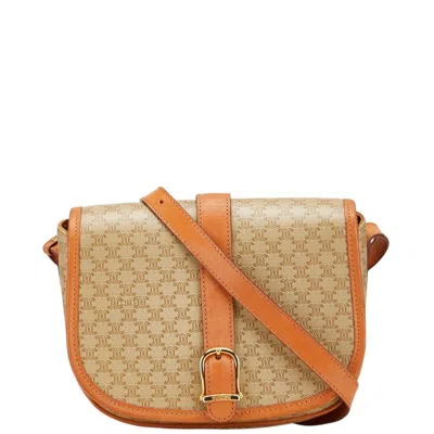 Pre-owned Celine Macadam Beige Brown Pvc Leather Shoulder Bag ()
